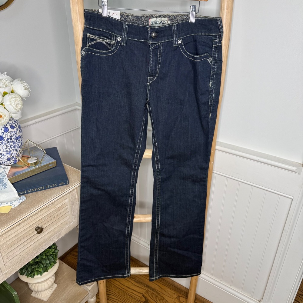 Ariat REAL Riding Jeans Womens 31R Dark Wash Mid Rise Straight Leg NWT